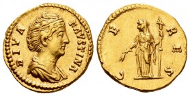 Faustina Senior. Aureus. 141 AD. Rome. (Ric-378a). (Ch-135). (Cal-1772). Anv.: DIVA FAVSTINA Draped bust right, hair waved and coiled on top of head. ...