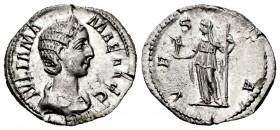 Julia Mamaea. Denarius. 226 AD. Rome. (Ric-360 alexander). (Bmcre-381). (Rsc-81). Anv.: IVLIA MAMAEA AVG, diademed and draped bust right. Rev.: VESTA,...