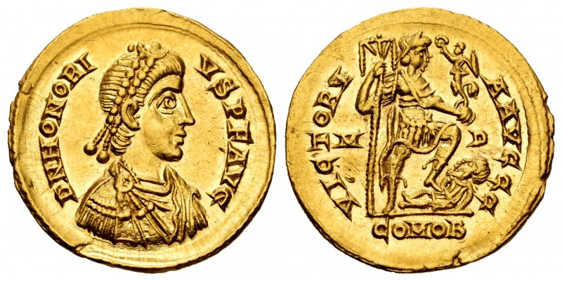 Honorius. Solidus. 394-395 AD. Mediolanum. (Ric-X 1206a). (Depeyrot-16/2). Anv.:...