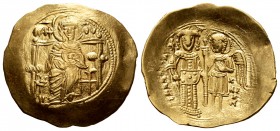 Isaac II Angelus. Hyperpyron. 1185-1195 AD. Constantinople. (Doc-1d). (Sear-2001). Anv.: The Virgin Mary seated facing on throne, holding nimbate bust...