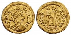 Libius Severus. Tremissis. 466-484 AD. Uncertain mint. (Toulouse o Narbonna). (Ric-3763). (Mec-1, 173 (Valentinian III)). Anv.: D N SEVERVS P F AVG, p...