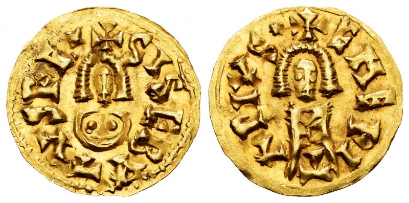 Sisebuto (612-621). Tremissis. Emerita (Mérida). (Cnv-258.1). (Pliego-284b). Anv...