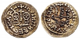 Egica and Witiza (698-702). Tremissis. Córdoba. (Cnv-560.3). (Pliego-731e). Anv.: +INDINMNEEGICAP+. Rev.: +IDINMNEVVITTIZAP+. Au. 1,23 g. Thin crack. ...