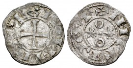 Kingdom of Castille and Leon. Alfonso VI (1073-1109). Dinero. Toledo. (Bautista-9.3). Anv.: ANFVS REX. Rev.: + I MVTEL⊙T. Ve. 0,84 g. Retrograde legen...
