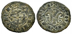 Kingdom of Castille and Leon. Alfonso VII (1126-1157). Dinero. Toledo. (Bautista-150). Anv.: ANFVS REX . Cruz floreada. Rev.: TOLETI. Adorno floral. V...