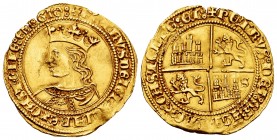 Kingdom of Castille and Leon. Pedro I (1350-1368). Dobla of 35 maravedis. Sevilla. (Bautista-512). Anv.: + PETRUS DEI GRACIA REX CASTELLE: E LEGIO:. R...