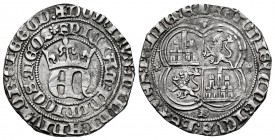 Kingdom of Castille and Leon. Enrique II (1368-1379). 1 real. Burgos/Coruña. (Bautista-555.1 this coin). Ag. 3,09 g. Legend starts at 3 o´clock on rev...