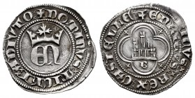 Kingdom of Castille and Leon. Enrique II (1368-1379). 1/2 real. Burgos. (Bautista-561 var). Anv.: +DOMINVS: MICHI: ADIVTO:. Rev.: + ENRICVS: REX: CAST...