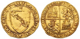 Kingdom of Castille and Leon. Juan I (1379-1390). Dobla de la Banda. Burgos. (Bautista-787, como Juan II). Anv.: + IOHANES DEI GRACIA REX CASTELLE LE ...