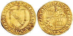 Kingdom of Castille and Leon. Juan I (1379-1390). Dobla de la Banda. Burgos. (Bautista-787.1, as Juan II). Anv.: + IOHANES: DEI: GRACIA: REX: CASTELLE...