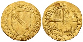 Kingdom of Castille and Leon. Juan I (1379-1390). Dobla de la Banda. Sevilla. (Bautista-791, as Juan II). Anv.: + IOHANES: DEI: GRACIA: REX LEGIONI. R...
