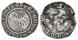 Catholic Kings (1474-1504). 1/4 real. Segovia. (Cal-171, without trefoil). (Lf-unlisted). Anv.: + FERNANDUS: ET: ELISABT: DEIG. Rev.: + REX: ET: REGIN...