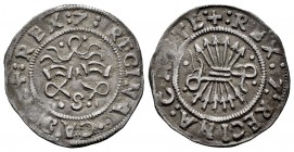 Catholic Kings (1474-1504). 1/2 real. Sevilla. (Cal-261 var). Anv.: + :REX:7:REGINA··CAS(TE). Rev.: + :REX:7:REGINA:CASTE·. Ag. 1,65 g. Nameless of th...