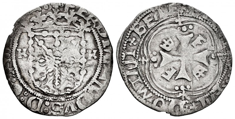 Ferdinand II (1479-1516). Minted by Carlos I. 1 real. Pamplona. (Cal-118). (Ros-...