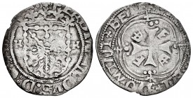Ferdinand II (1479-1516). Minted by Carlos I. 1 real. Pamplona. (Cal-118). (Ros-73). Ag. 3,18 g. Shield between K - K. F on 1st and 4th quarters. Very...