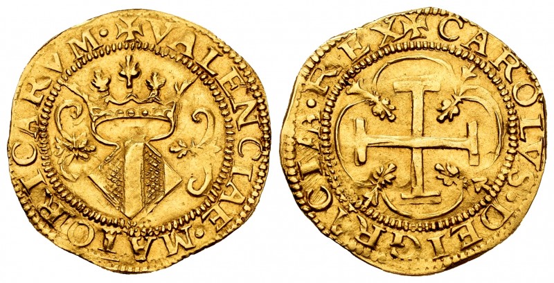 Charles I (1516-1556). Corona. Valencia. (Cal-123). Anv.: + CAROLVS· DEI GRACIA·...