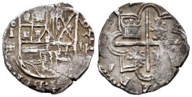 Philip II (1556-1598). 2 reales. 1593. Segovia. Iº. (Cal-394). Ag. 6,85 g. Vertical date to the right of shield. Rare. Choice VF. Est...300,00. 

Fe...