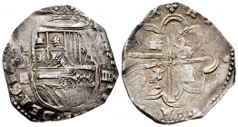 Philip II (1556-1598). 4 reales. Segovia. Iº. (Cal-538). Ag. 13,66 g. Rare. Choice VF. Est...400,00. 

Felipe II (1556-1598). 4 reales. Segovia. Iº....