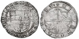 Philip II (1556-1598). 4 reales. Sevilla. (Cal-577). Ag. 13,67 g. Fleur de lis between shield and crown. Full legends. Double square "d" assayer. Choi...
