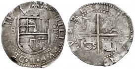Philip II (1556-1598). 8 reales. Sevilla. (Cal-720). Ag. 27,41 g. King´s name and numeral visible. "Square d" assayer on reverse. Fleur de lis between...