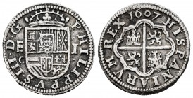 Philip III (1598-1621). 1 real. 1607. Segovia. C. (Cal-516). Ag. 2,92 g. VF. Est...150,00. 

Felipe III (1598-1621). 1 real. 1607. Segovia. C. (Cal-...