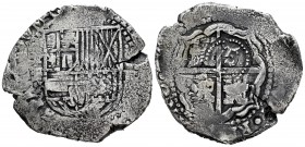 Philip IV (1621-1665). 8 reales. (1651-2). Potosí. E. (Cal-tipo 327). (Km-19b). Ag. 26,88 g. Crown-alone countermark (rare variety) on cross, with nea...