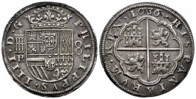 Philip IV (1621-1665). 8 reales. 1636. Segovia. R. (Cal-1610). Ag. 26,33 g. 8 to the right, smaller horizontal aqueduct and assayer to the left. Rare....