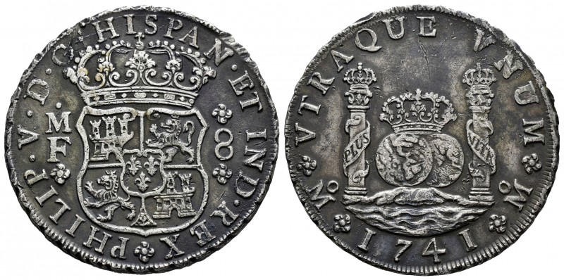 Philip V (1700-1746). 8 reales. 1741. México. MF. (Cal-1458). Ag. 26,63 g. Two k...