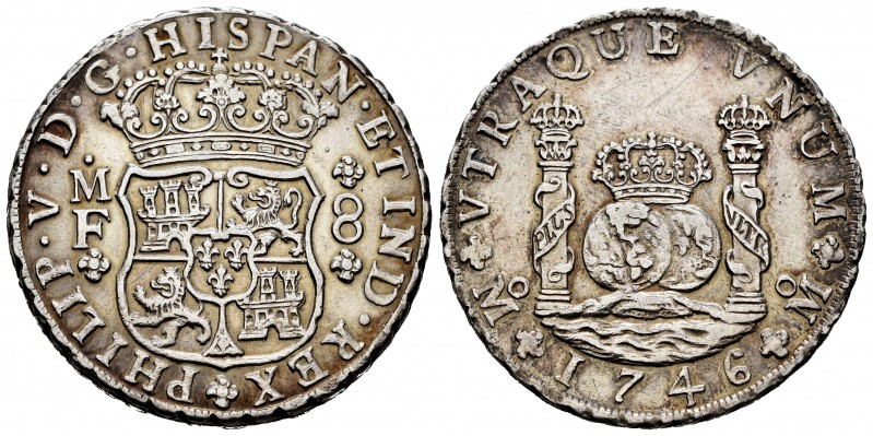Philip V (1700-1746). 8 reales. 1746. México. MF. (Cal-1470). Ag. 26,89 g. A goo...