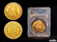 Charles IV (1788-1808). 8 escudos. 1794. Lima. IJ. (Cal-1593). (Cal onza-984). Au. Slabbed by PCGS as AU 58. Rarely encountered this good struck. PCGS...