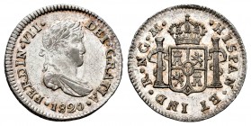 Ferdinand VII (1808-1833). 1/2 real. 1820. Guatemala. M. (Cal-341). Ag. 1,67 g. Minor hairlines on obverse. Original luster. Rare in this condition. A...