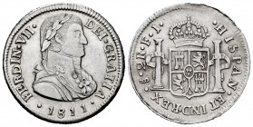 Ferdinand VII (1808-1833). 2 reales. 1811. Santiago. FJ. (Cal-941). Ag. 6,74 g. Admiral bust. Scarce. Choice VF. Est...300,00. 

Fernando VII (1808-...