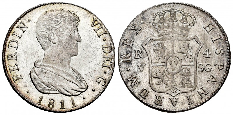 Ferdinand VII (1808-1833). 4 reales. 1811. Valencia. SG. (Cal-1144). Ag. 13,40 g...