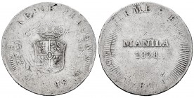 Ferdinand VII (1808-1833). 8 reales. 1828. Manila. (Cal-1303). Ag. 27,40 g. Struck over an 8 reals from Peru Lima. Choice VF. Est...1000,00. 

Ferna...