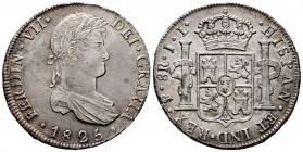 Ferdinand VII (1808-1833). 8 reales. 1825. Potosí. JL. (Cal-1394). Ag. 26,82 g. Attractive specimen. Almost XF/XF. Est...150,00. 

Fernando VII (180...
