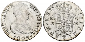 Ferdinand VII (1808-1833). 8 reales. 1809. Sevilla. CN. (Cal-1412). Ag. 26,93 g. Original luster. Scarce in this grade. Almost UNC. Est...500,00. 

...
