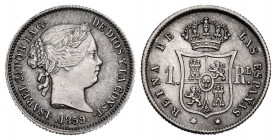 Elizabeth II (1833-1868). 1 real. 1859. Madrid. (Cal 2008-421). (Cal 2019-308). Ag. 1,29 g. Toned. AU. Est...80,00. 

Isabel II (1833-1868). 1 real....