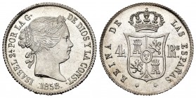Elizabeth II (1833-1868). 4 reales. 1858. Madrid. (Cal-464). Ag. 5,16 g. Original luster. Scarce in this grade. UNC/Almost UNC. Est...300,00. 

Isab...