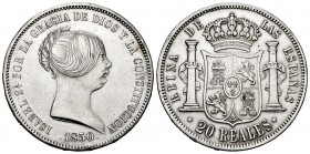 Elizabeth II (1833-1868). 20 reales. 1850. Madrid. (Cal-592). Ag. 25,99 g. Minor nicks. A good sample. XF. Est...275,00. 

Isabel II (1833-1868). 20...