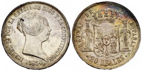 Elizabeth II (1833-1868). 20 reales. 1854. Madrid. (Cal-596). Ag. 25,94 g. Attractive patina. Minor nicks on edge. XF. Est...220,00. 

Isabel II (18...
