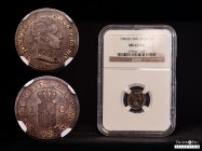 Alfonso XIII (1886-1931). 1 centimo. 1906*6. Madrid. SMV. (Cal-1). Ae. Tone. Slabbed by NGC as MS 63 BN. Very rare, even more in this grade. NGC-MS. E...