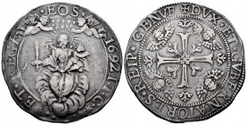Italy. Dogi Biennali, III fase (1637-1797). 2 Scudi. 1692. Genoa. (Lunardi-259). (Mir-290/26). Ag. 75,88 g. Retains collector's label. Rare. VF. Est.....