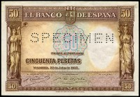50 pesetas. 1935. Madrid. (Ed 2017-unlisted). July 22nd. Without bust of Santiago Ramón y Cajal, without numeration and without signature of the cashi...