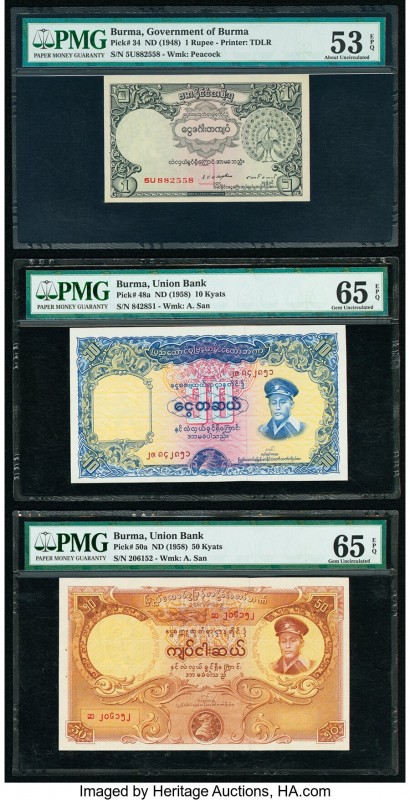Argentina, Brazil, Burma, Costa Rica and More Group Lot of 10 PMG Graded Notes. ...