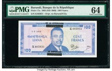 Burundi Banque de la Republique du Burundi 100 Francs 1965 (ND 1966) Pick 17a PMG Choice Uncirculated 64. 

HID09801242017

© 2020 Heritage Auctions |...