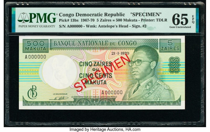 Congo Democratic Republic Banque Nationale du Congo 5 Zaires = 500 Makuta 1967 P...