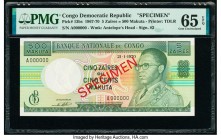 Congo Democratic Republic Banque Nationale du Congo 5 Zaires = 500 Makuta 1967 Pick 13bs Specimen PMG Gem Uncirculated 65 EPQ. 

HID09801242017

© 202...