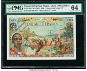 Equatorial African States Banque Centrale des Etats de l'Afrique Equatoriale, Chad 5000 Francs ND (1963) Pick 6as Specimen PMG Choice Uncirculated 64....