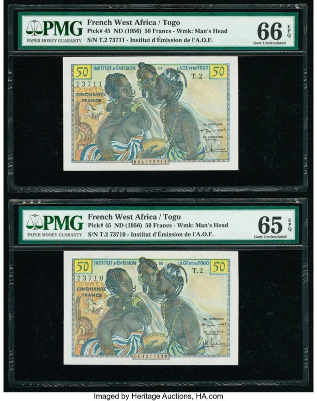 French West Africa Institut d'Emission de l'A.O.F. et du Togo 50 Francs ND (1956...