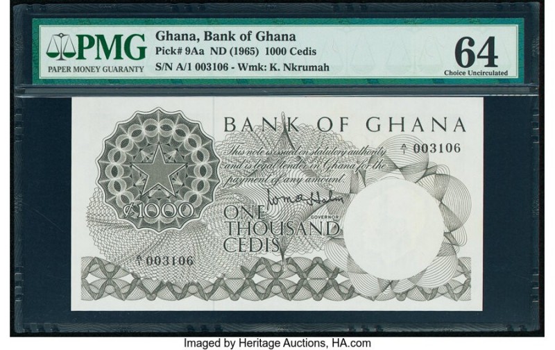 Ghana Bank of Ghana 1000 Cedis ND (1965) Pick 9Aa PMG Choice Uncirculated 64. 

...
